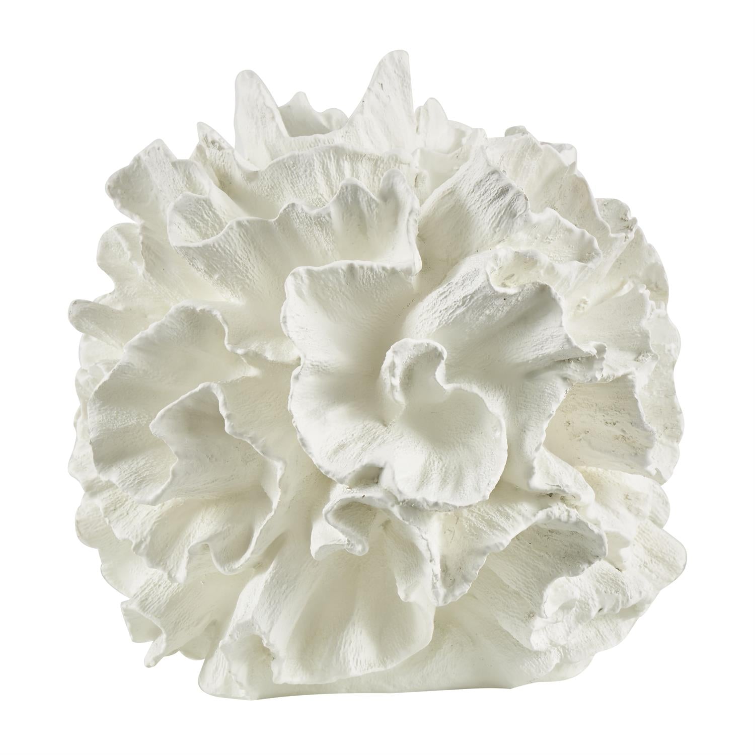 Cream Resin Coral Textured Sculpture 9" x 9" x 9"