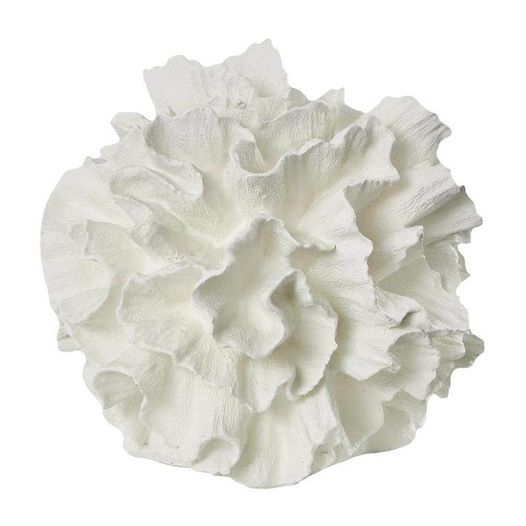 Cream Resin Coral Textured Sculpture 9" x 9" x 9"