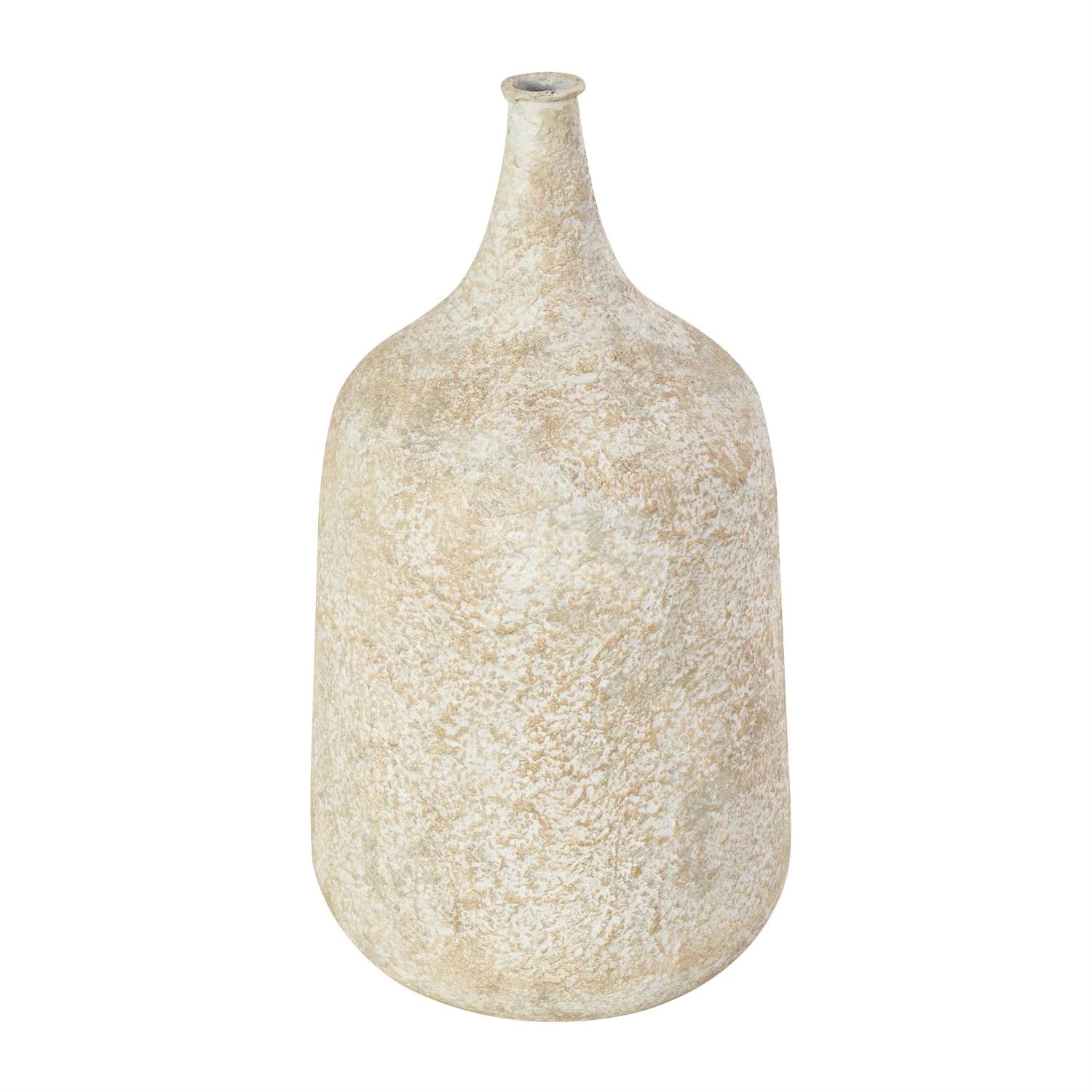 Beige Handmade Antique Style Distressed Vase 8" x 8" x 15"