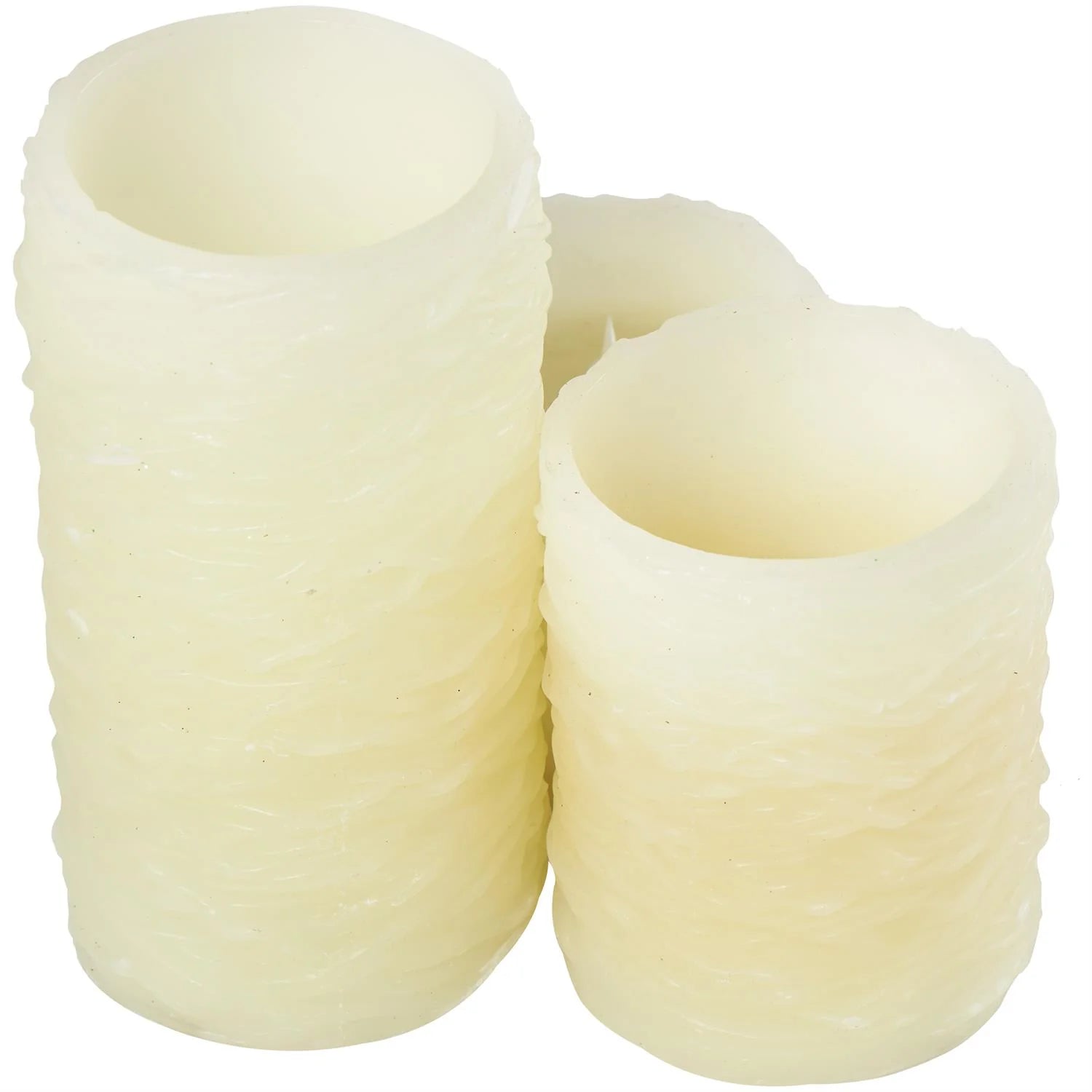 Cream Wax Textured Flameless Candle Set with Remote Control