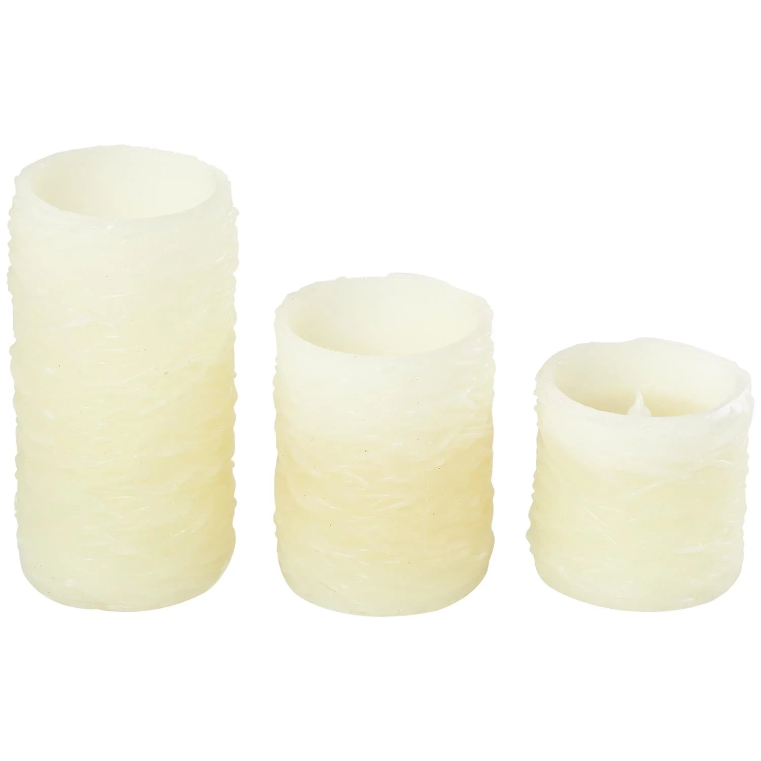 Cream Wax Textured Flameless Candle Set with Remote Control