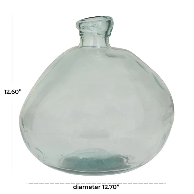 Elegant Blue Recycled Glass Spanish Vase 13" x 13" x 13"