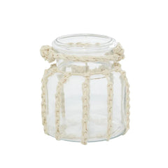 Clear Glass Candle Lantern with Rope Handle 6" x 6" x 6"