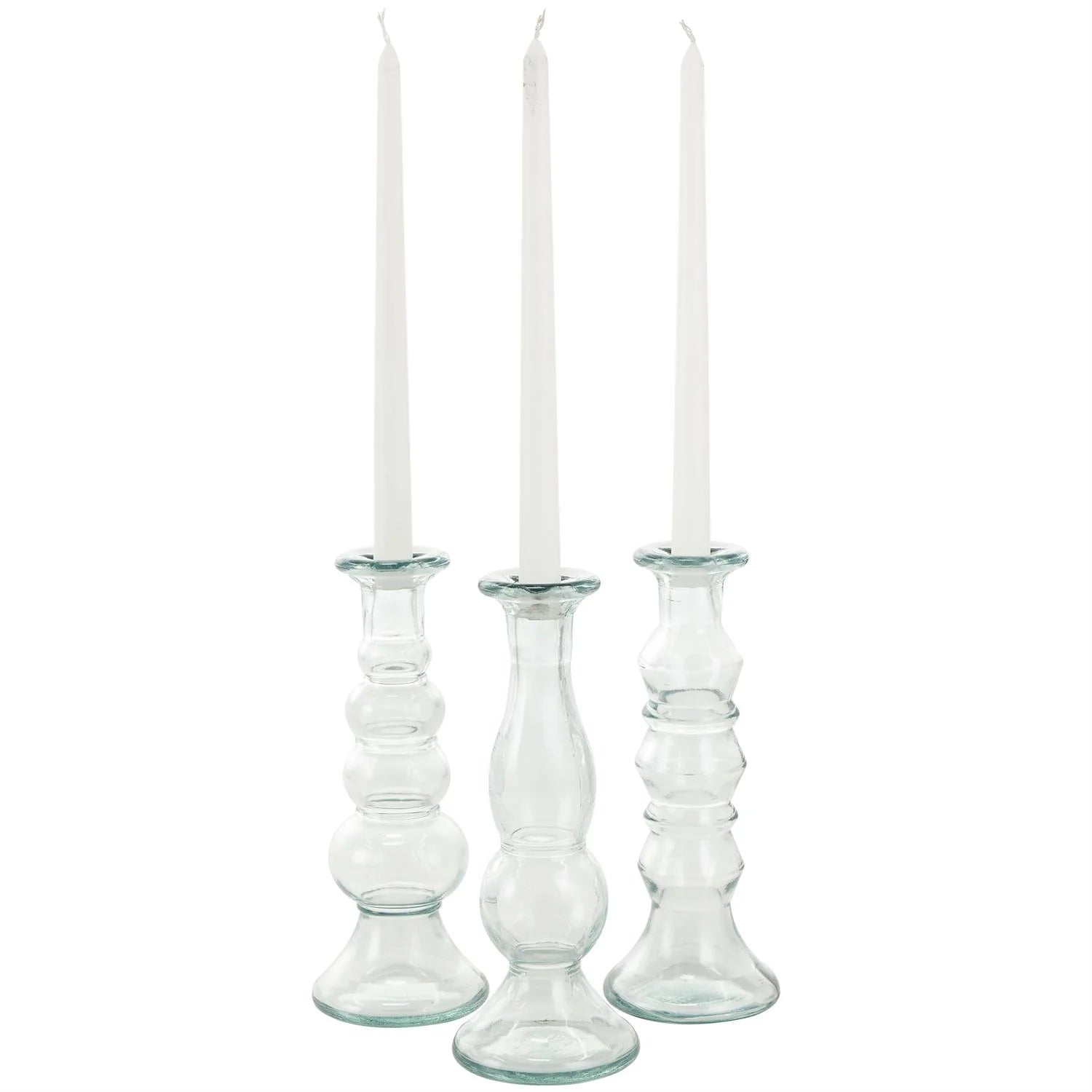 Clear Glass Candle Holder Set of 3