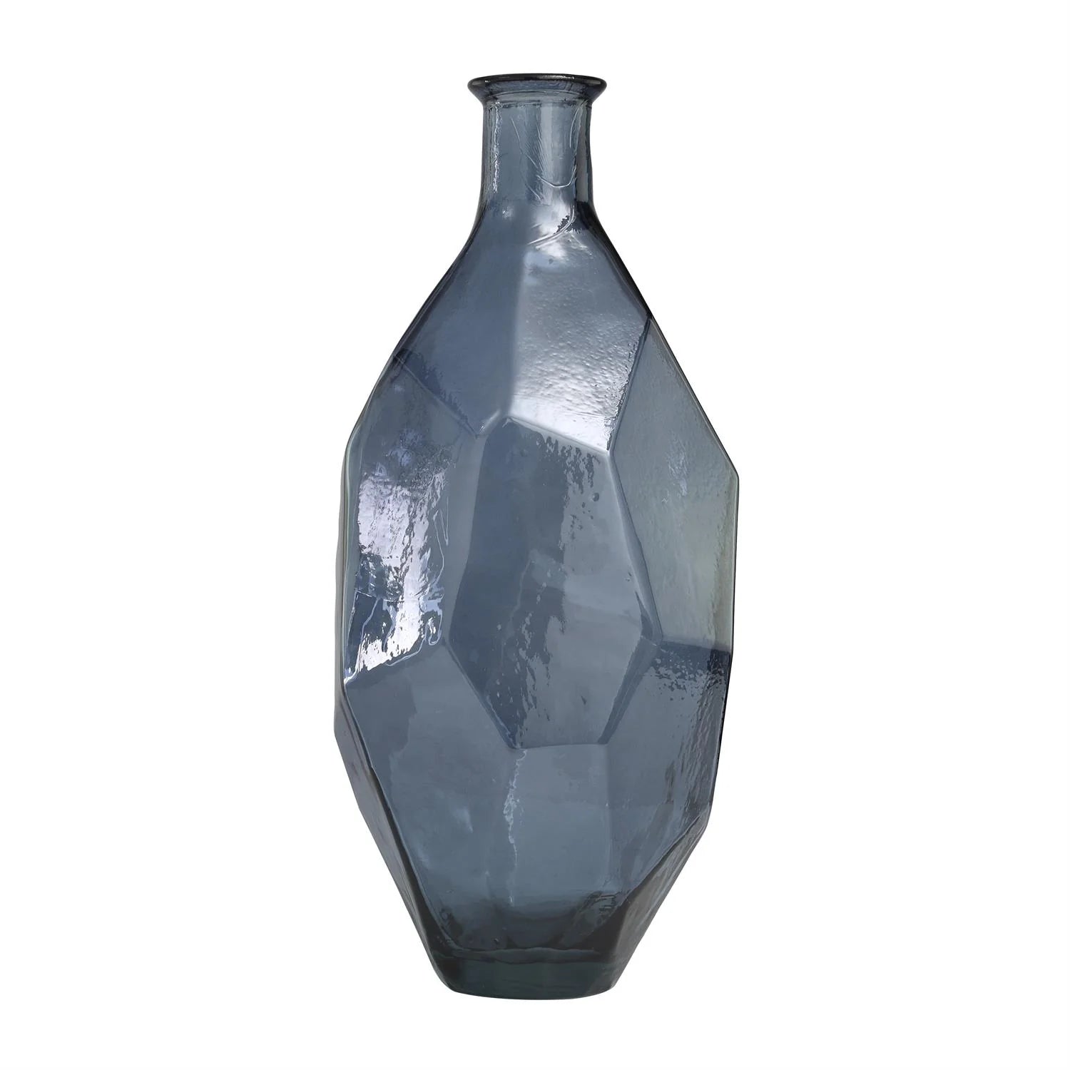 Blue Recycled Glass Tall Spanish Bottleneck Vase 10" x 11" x 24"