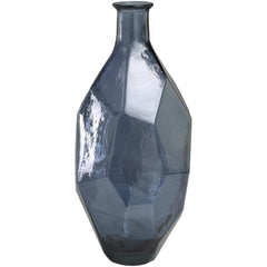 Blue Recycled Glass Tall Spanish Bottleneck Vase 10" x 11" x 24"