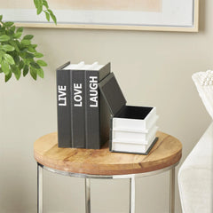 Black Canvas Book Boxes with Inspirational Text 