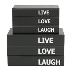 Black Canvas Book Boxes with Inspirational Text 