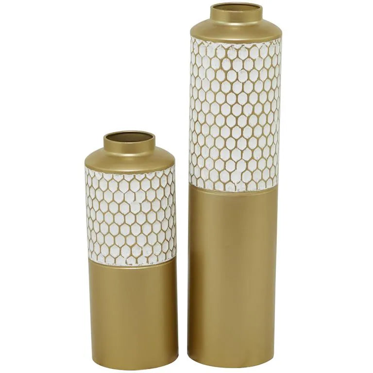 CosmoLiving Gold Honeycomb Vases 