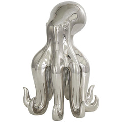 Silver Octopus Ceramic Sculpture with Metallic Finish
