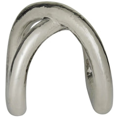 Abstract Arched Sculpture Silver Porcelain 8" x 7" x 8