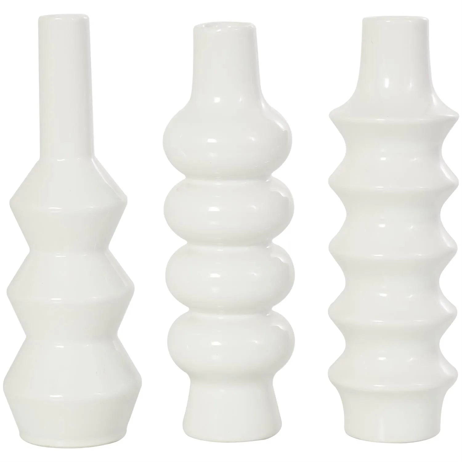 Abstract Bubble White Ceramic Vases Set of 3