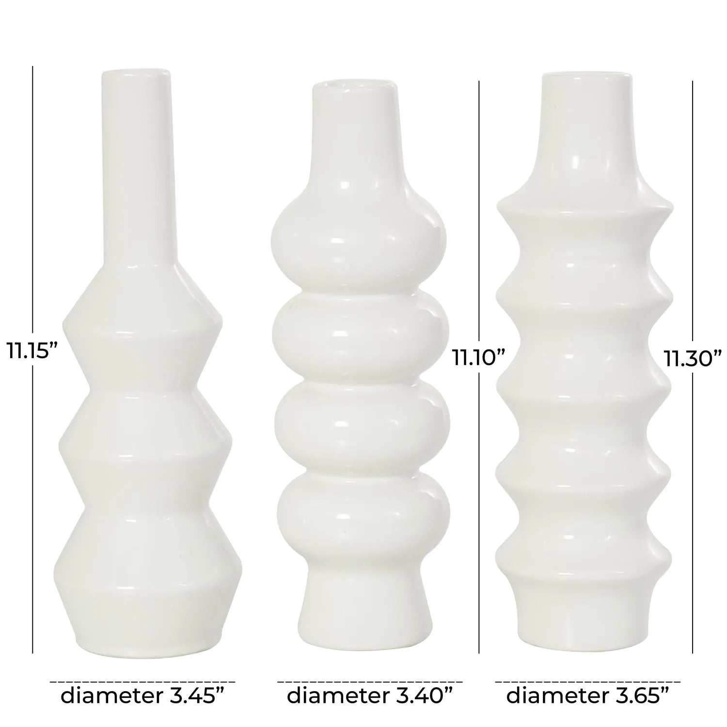 Abstract Bubble White Ceramic Vases Set of 3
